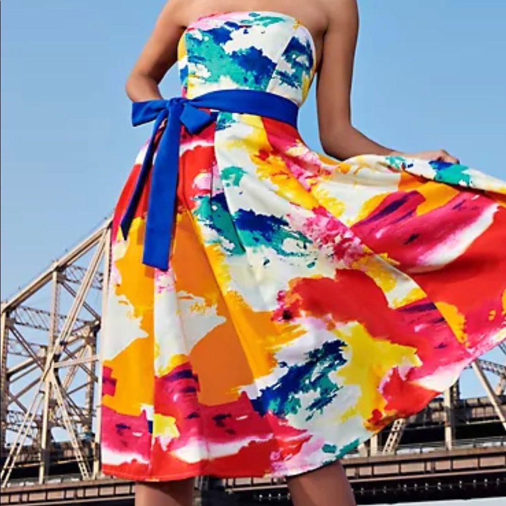 Petite Strapless Bow-Front Midi Dress